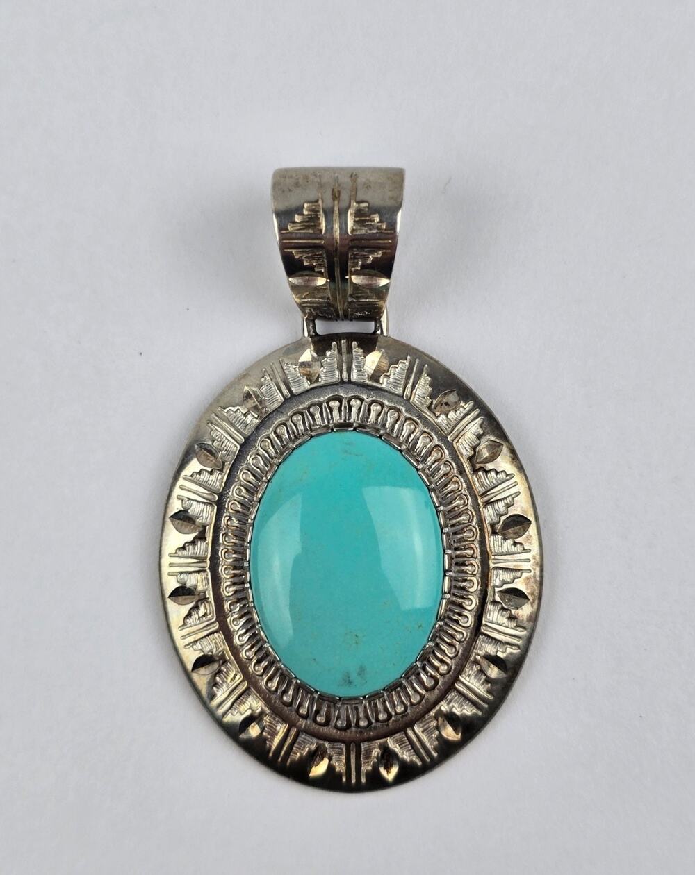 Large Carolyn Pollack Relios Turquoise .925 Sterling Silver Pendant 2.5"